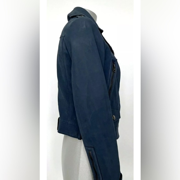 Burberry blue leather biker jacket - Picture 5 of 12